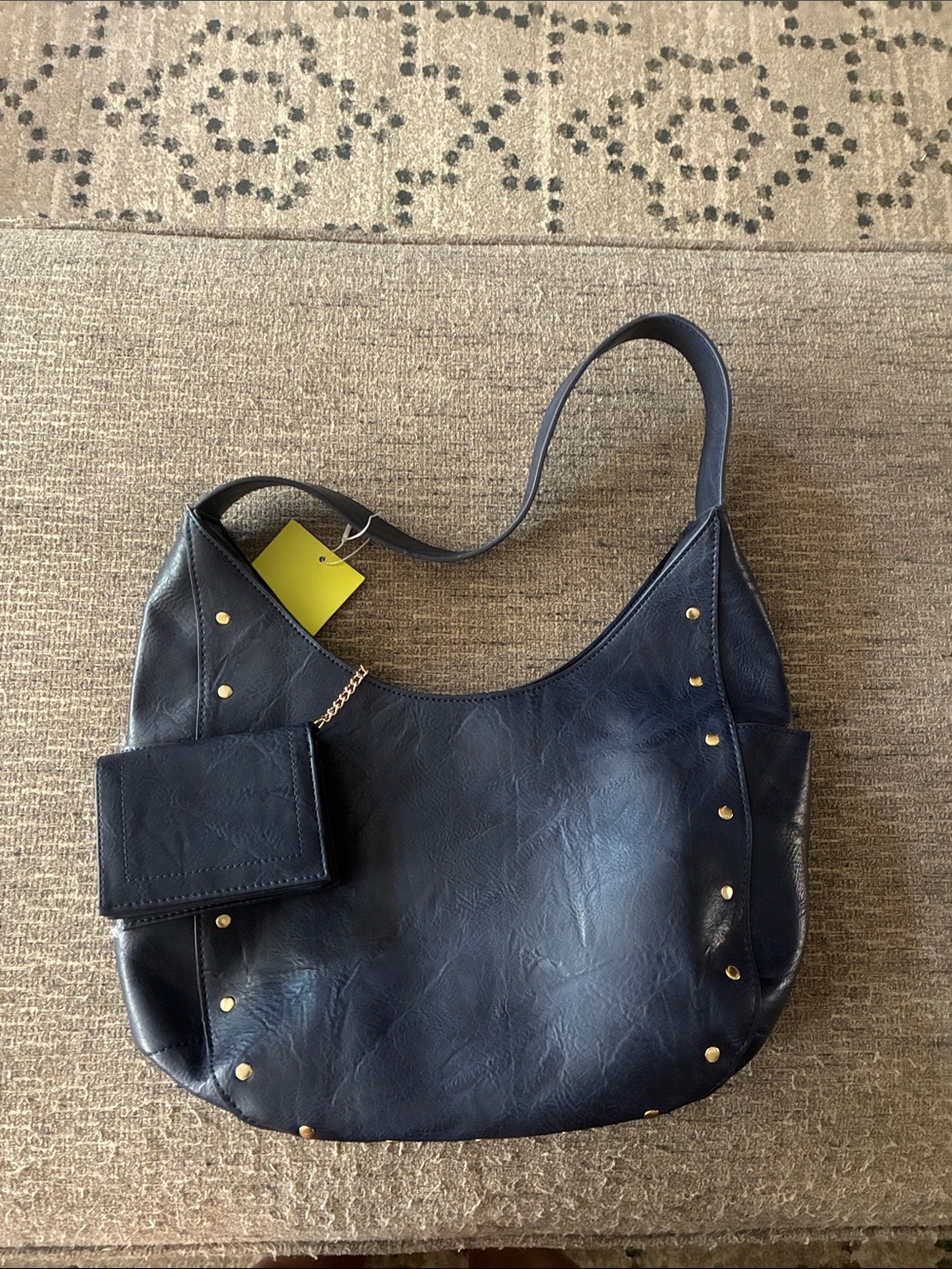 Ah• dorned Navy Shoulder Bag with Coin Pouch